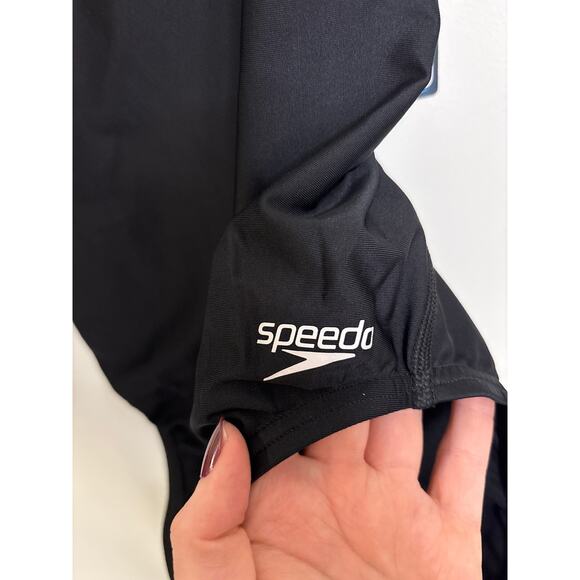 Speedo Swimsuit Women 12/38 Black ProLT Super Pro Solid One Piece Cross Back NWT - Picture 3 of 8